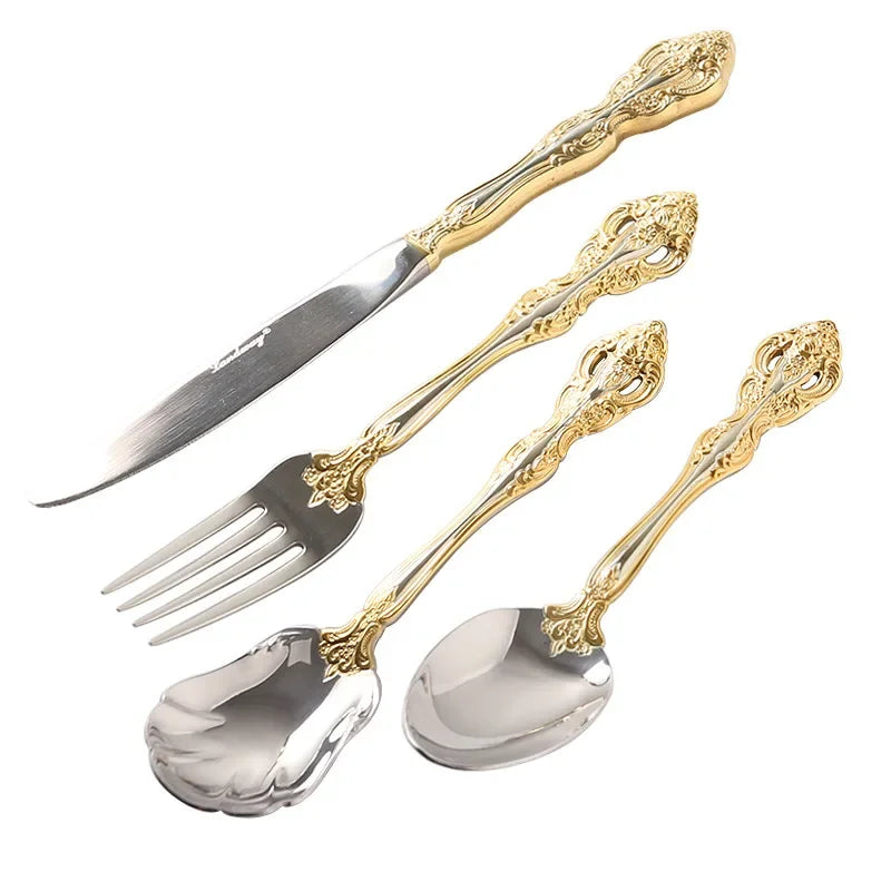 Vabena Retro Gold-Plated 304SS 5-Piece Cutlery Set