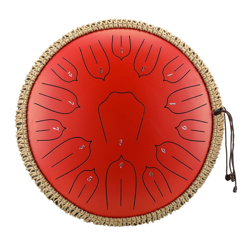 Hluru 13-inch Steel Tongue Drum - 15 Notes D Tone Glucophone Ethereal Percussion