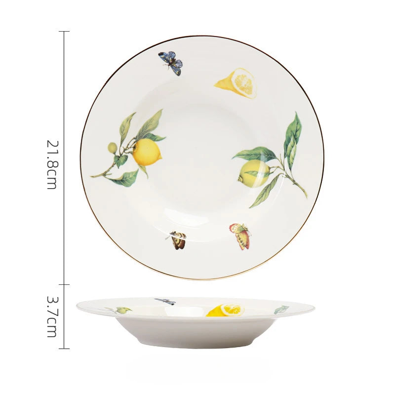 Elegant Lemon Ceramic Dining Set & Coffee Cups - Premium Dinnerware
