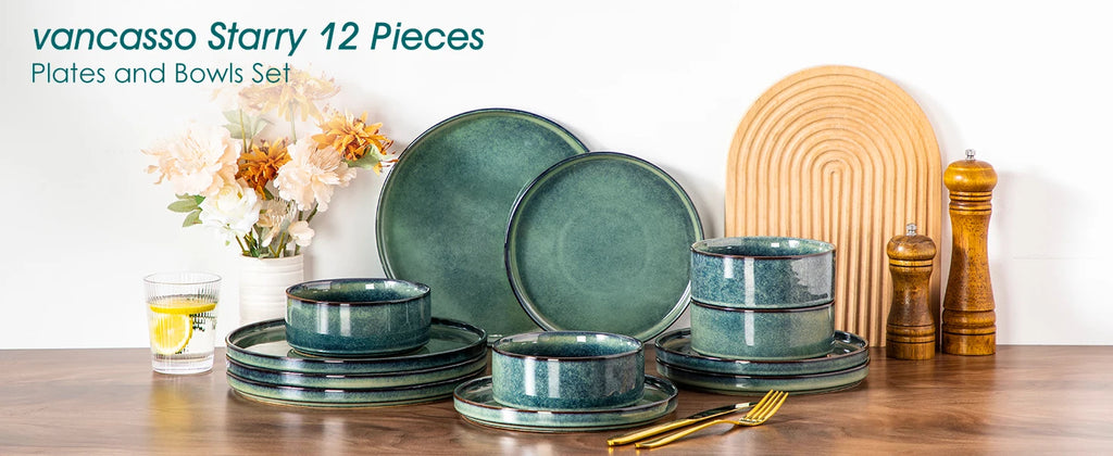 vancasso Reactive Glaze Stoneware Dinner Set - 12/24 Piece Dinnerware