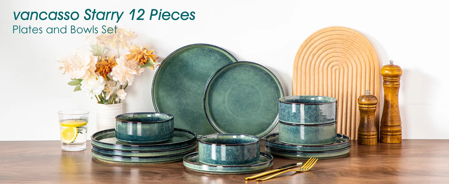 vancasso Reactive Glaze Stoneware Dinner Set - 12/24 Piece Dinnerware