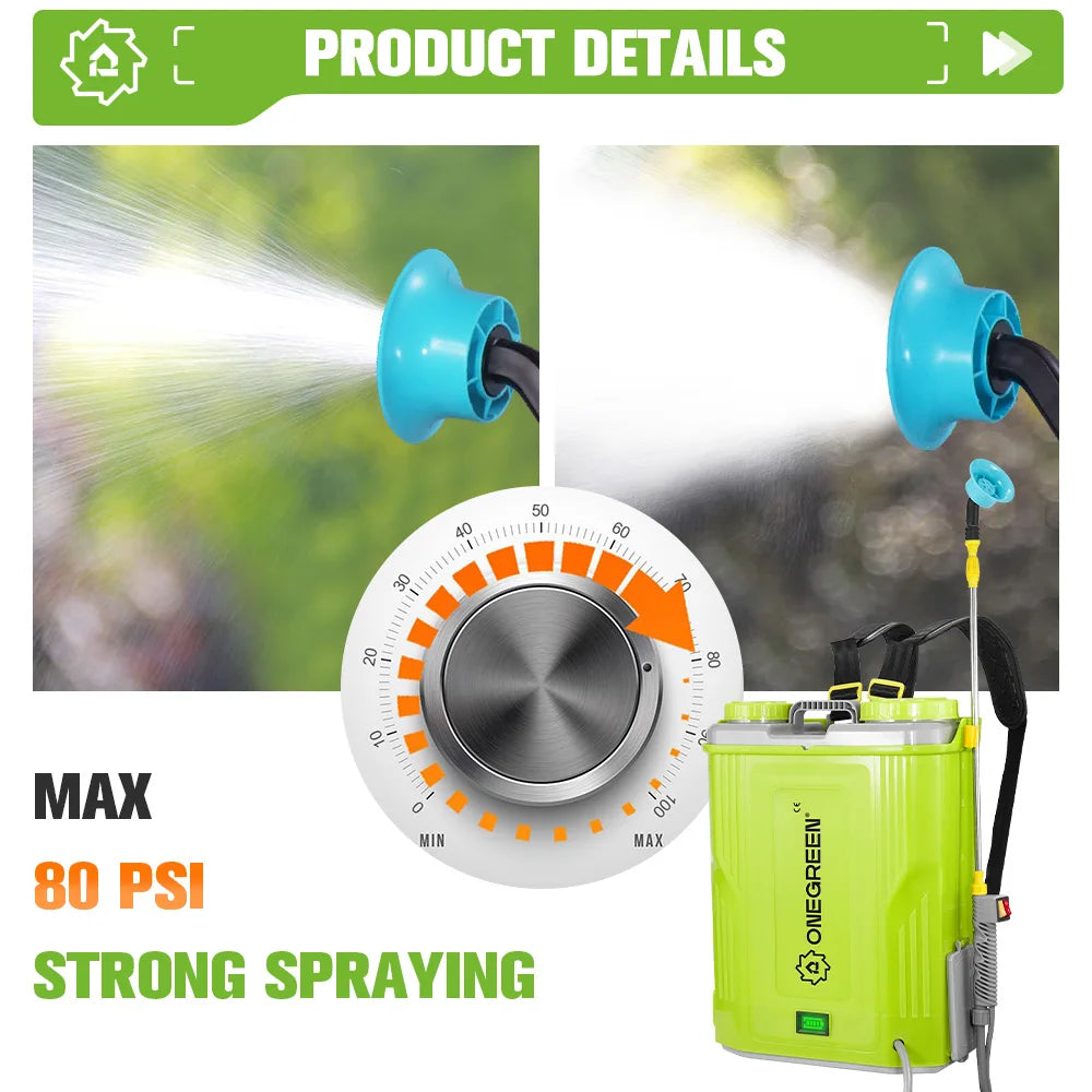 ONEGREEN 20L Rechargeable Electric Garden Sprayer for Makita 18V Battery - High Capacity Lawn Irrigation