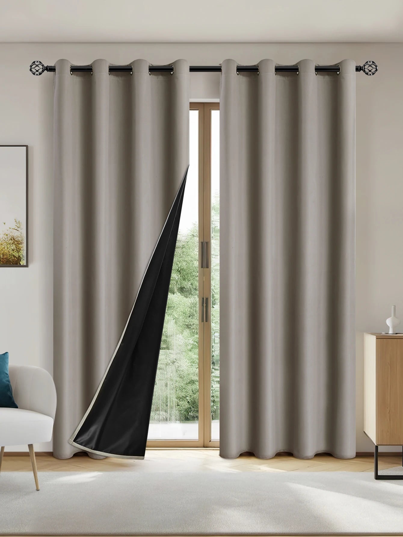 1panel Solid 100% Blackout Curtains with Grommets - Total Privacy Drapes