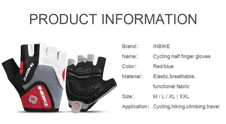 INBIKE Shockproof Gel Pad Cycling Gloves - Half Finger Summer Sport
