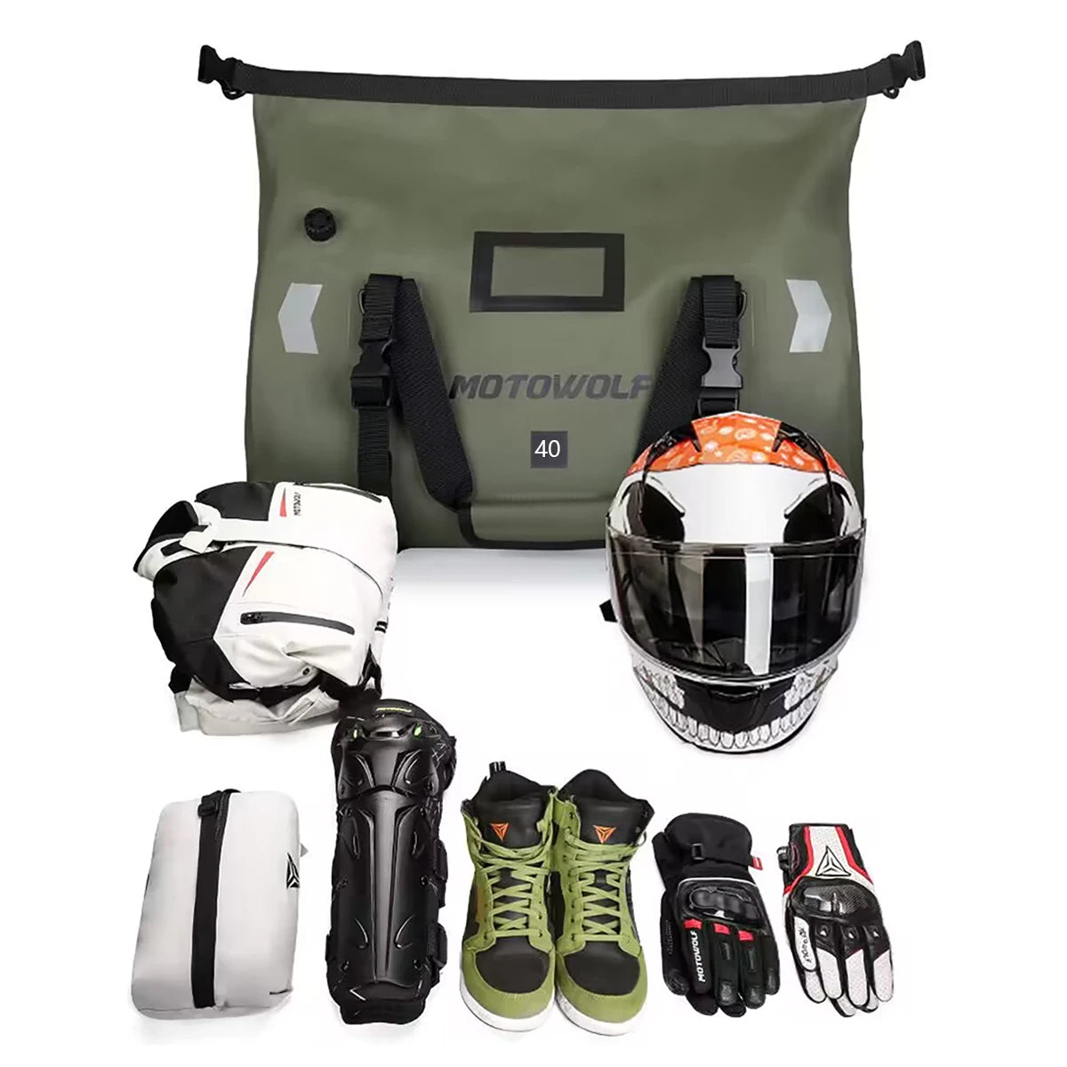 Waterproof Motorcycle Tail Bag | Dry Roll Luggage | 20L, 40L, 66L