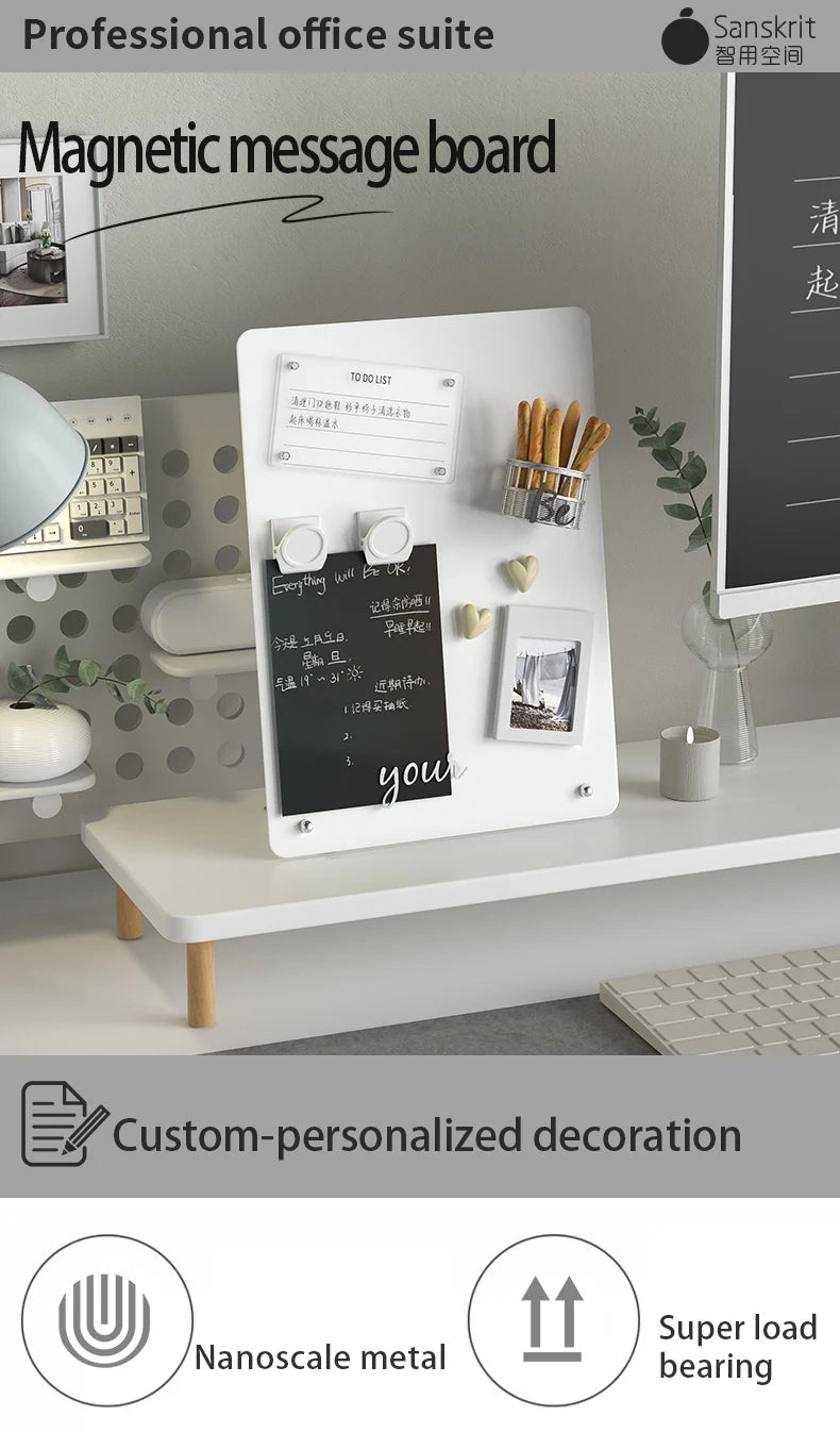 Magnetic Desk Bulletin Board with Stand & Clamp | Tabletop Display