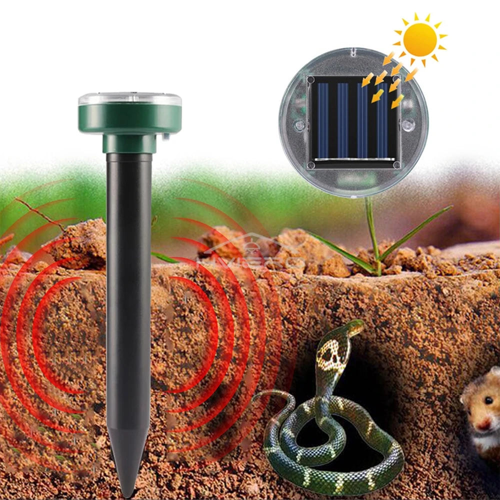 Solar Ultrasonic Rodent Pest Repeller Outdoor Garden Yard Mole Mouse Deterrent