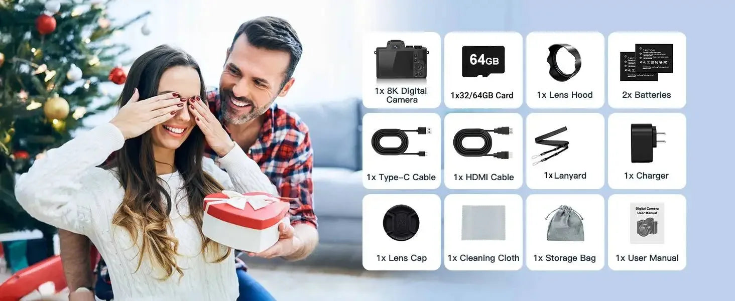 Vabena 8K 88MP Dual-Lens Vlogging Camera with Wi-Fi