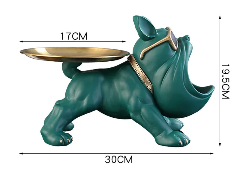 Charming Bulldog Figurine Key Storage - 30cm Resin Dog Statue Home Decor