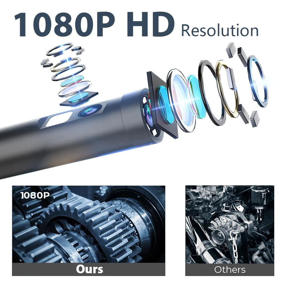KERUI 2MP Industrial Endoscope Camera for iPhone - Single/Dual Lens Waterproof Inspection Borescope Type C