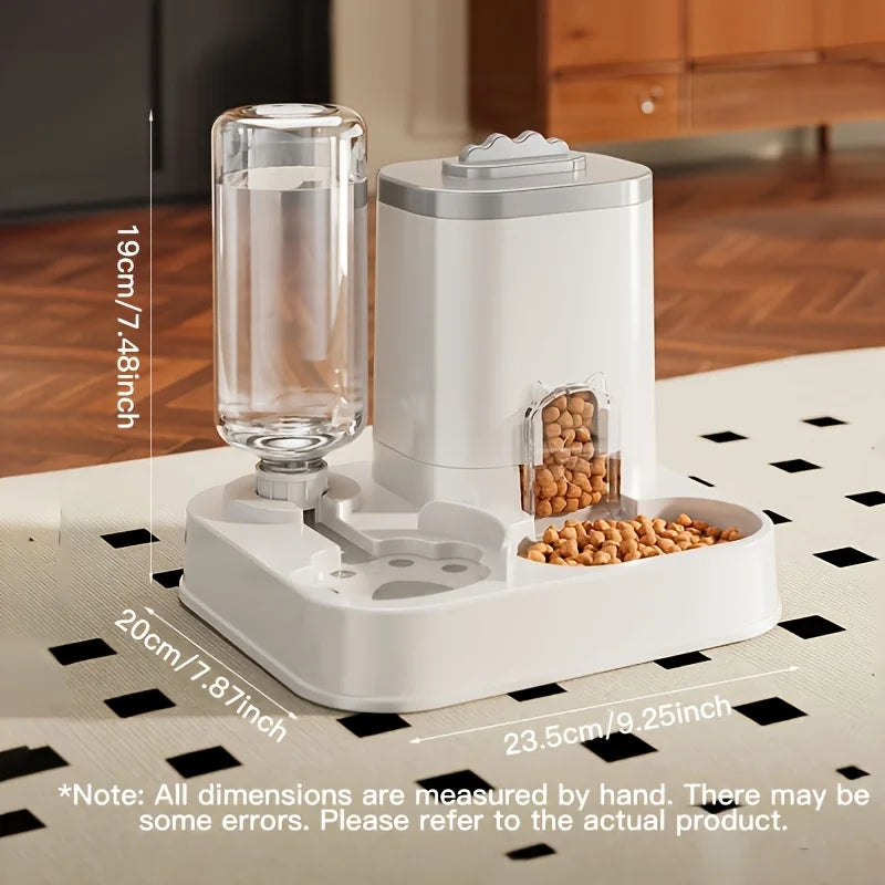 Automatic Gravity-Fed Cat Water Dispenser & Feeder - Spill-Proof