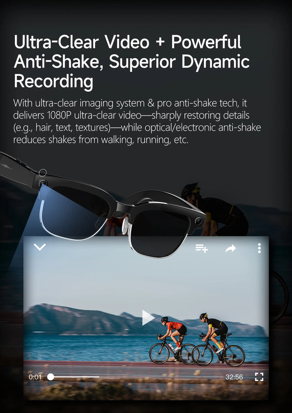Vabena 2026 Smart Camera Glasses for Men - 800W, AI, Video & Translation