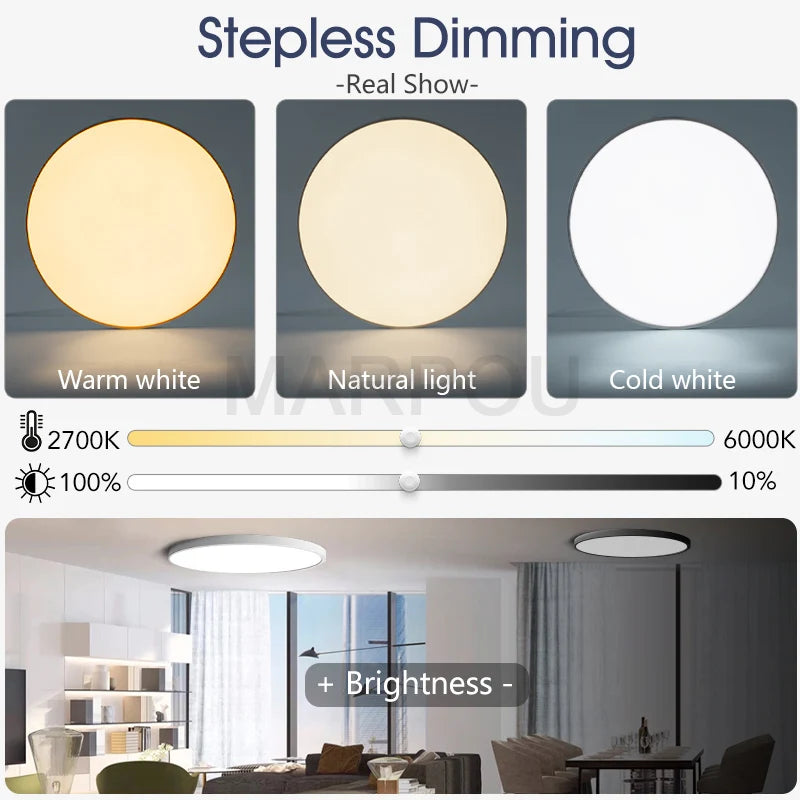 MARPOU Large LED Ceiling Lamp - Modern Bright Illumination for Bedroom