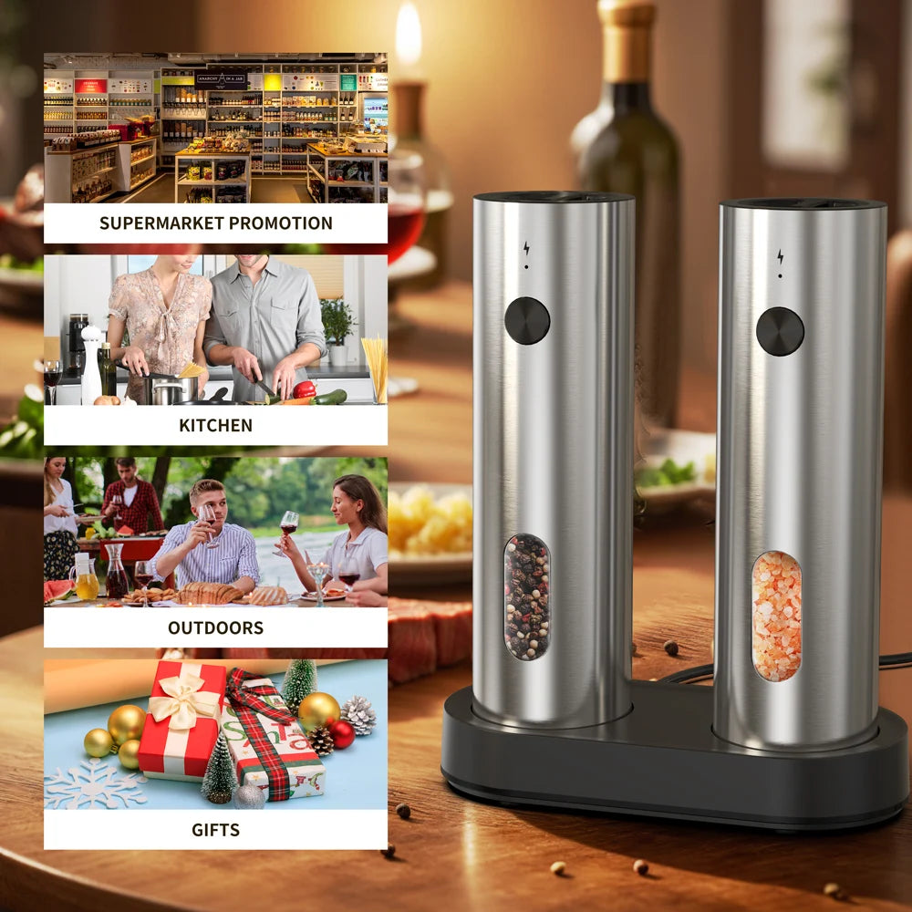 Vabena USB Rechargeable Automatic Spice Grinder with LED Light