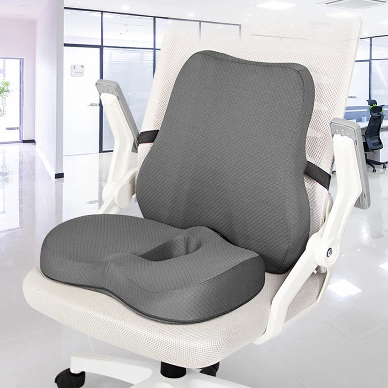 Vabena Orthopedic Memory Foam Seat & Back Support Cushion Set