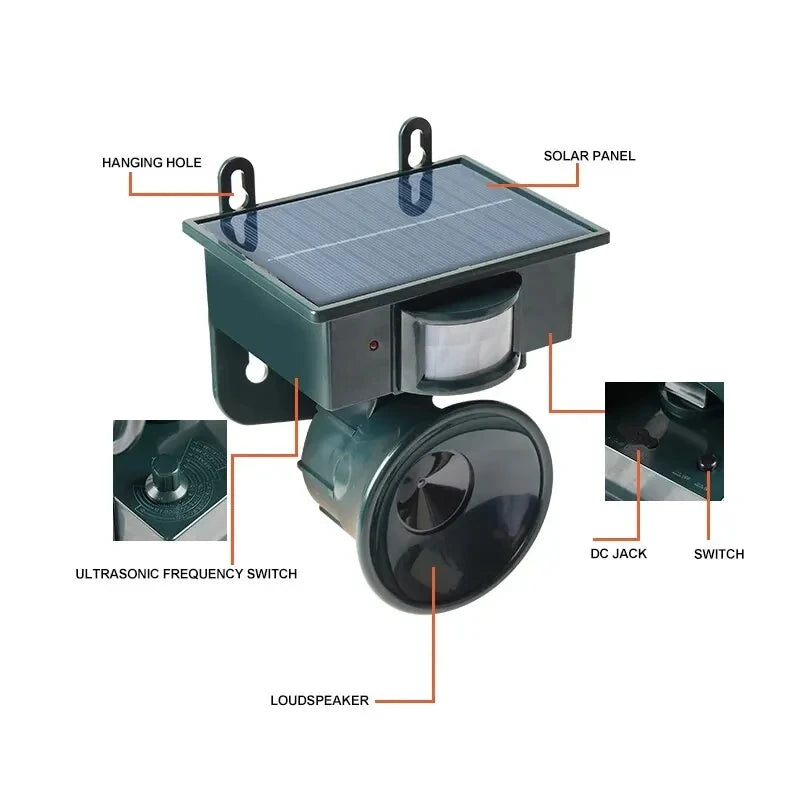 Solar Ultrasonic Animal Repellent | Pest Control for Garden & Yard