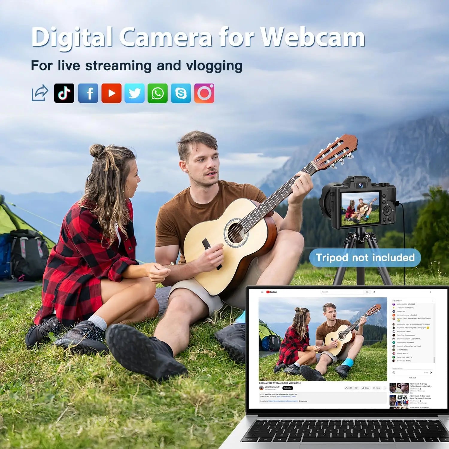 Vabena 8K 88MP Dual-Lens Vlogging Camera with Wi-Fi