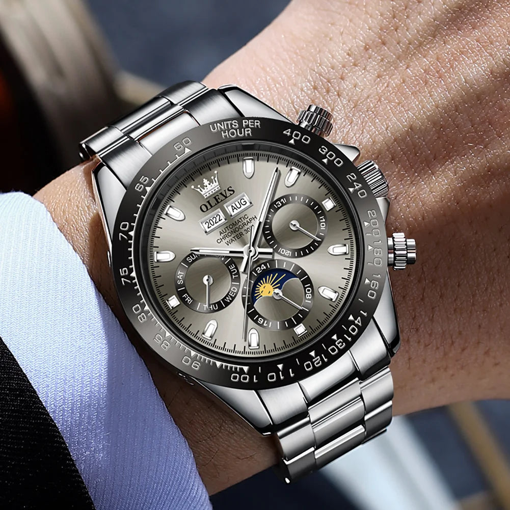 OLEVS 6654 Luxury Automatic Mechanical Chronograph Men's Watch Waterproof Luminous