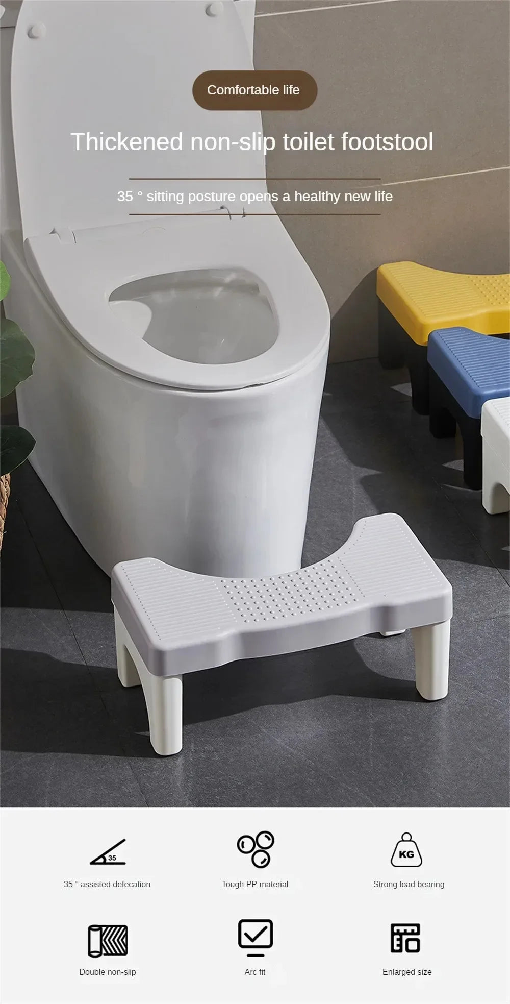 Ergonomic Squatty Potty Toilet Stool for Kids, Pregnant Women & Elderly – Bathroom Foot Stand