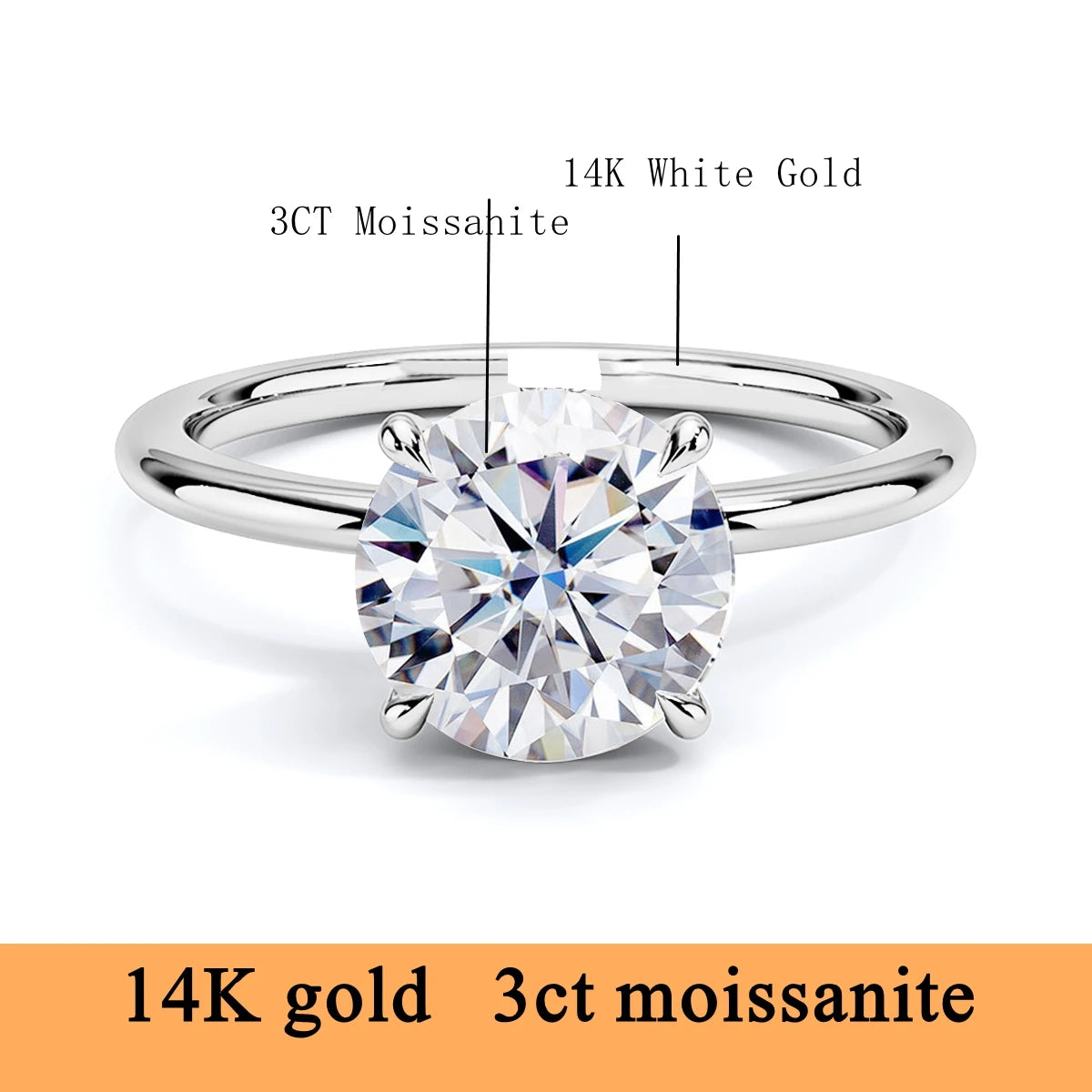 14K Gold Moissanite Engagement Ring for Women | Wedding Band