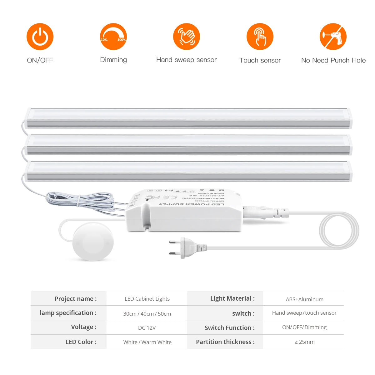 Smart Wireless LED Cabinet Lights: Motion & Touch Sensor for Kitchen & Wardrobe