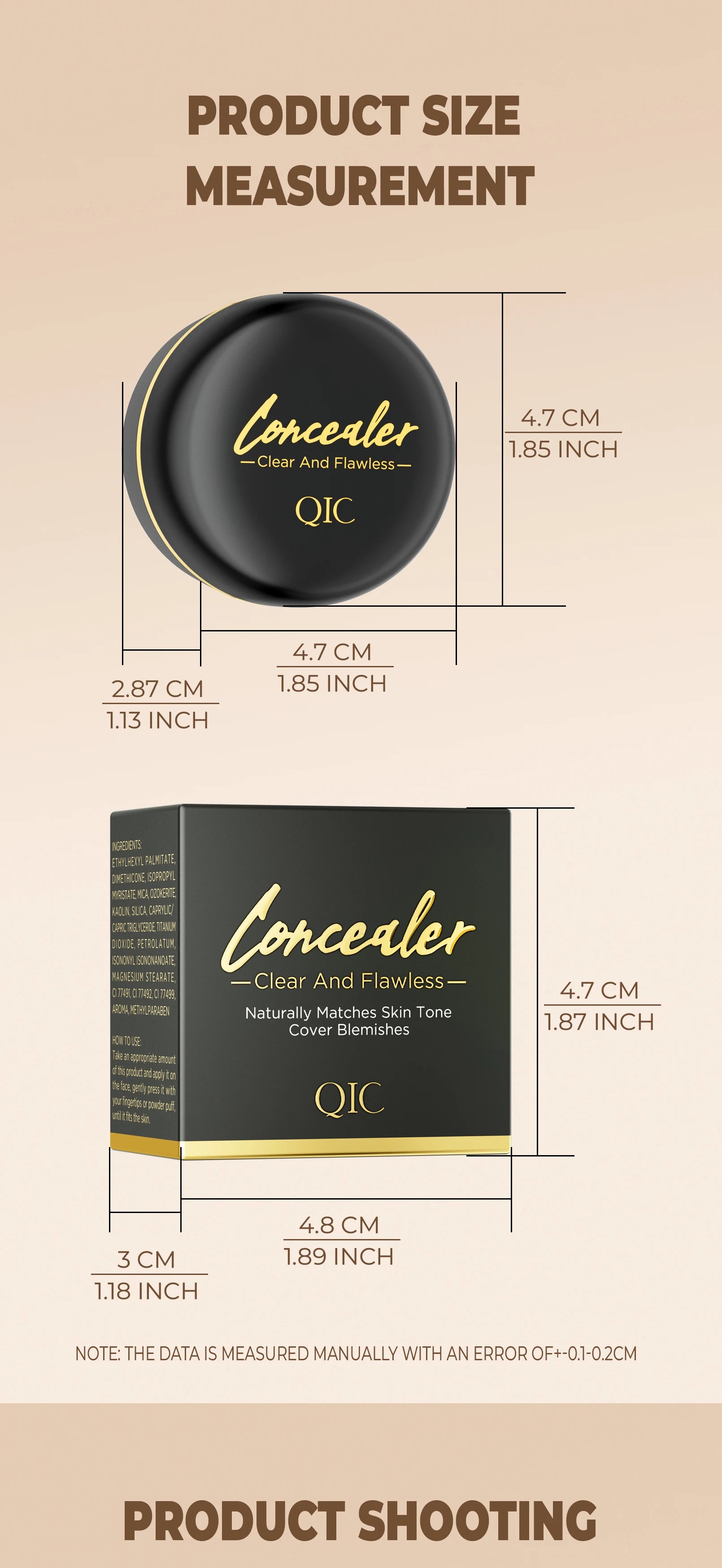 Hydrating Eye Brightening Concealer & Contour Cream - Full Coverage, Long-Lasting Makeup