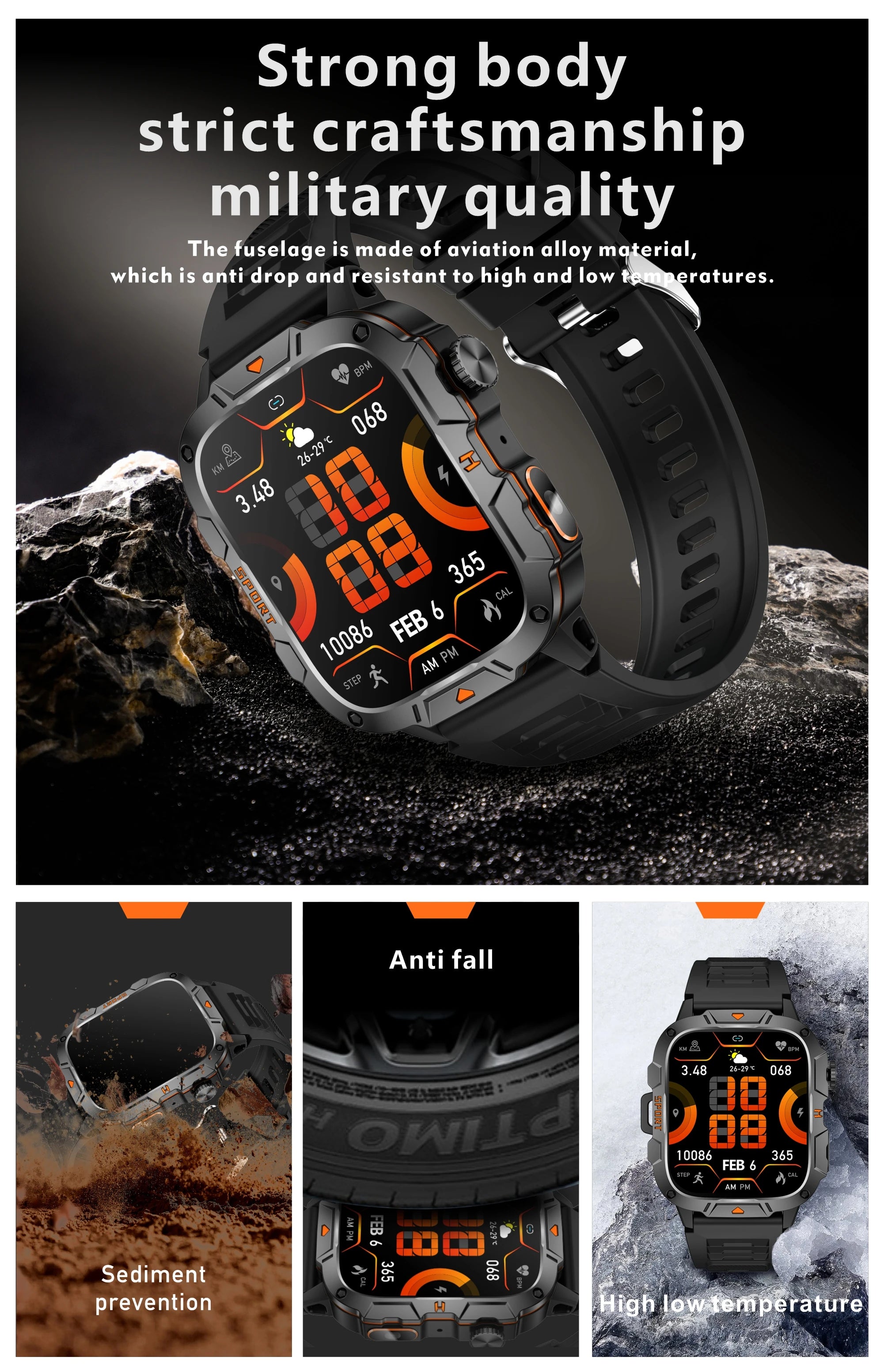 Military-Grade Smartwatch for Men | AMOLED Display | 5ATM Tactical Watch