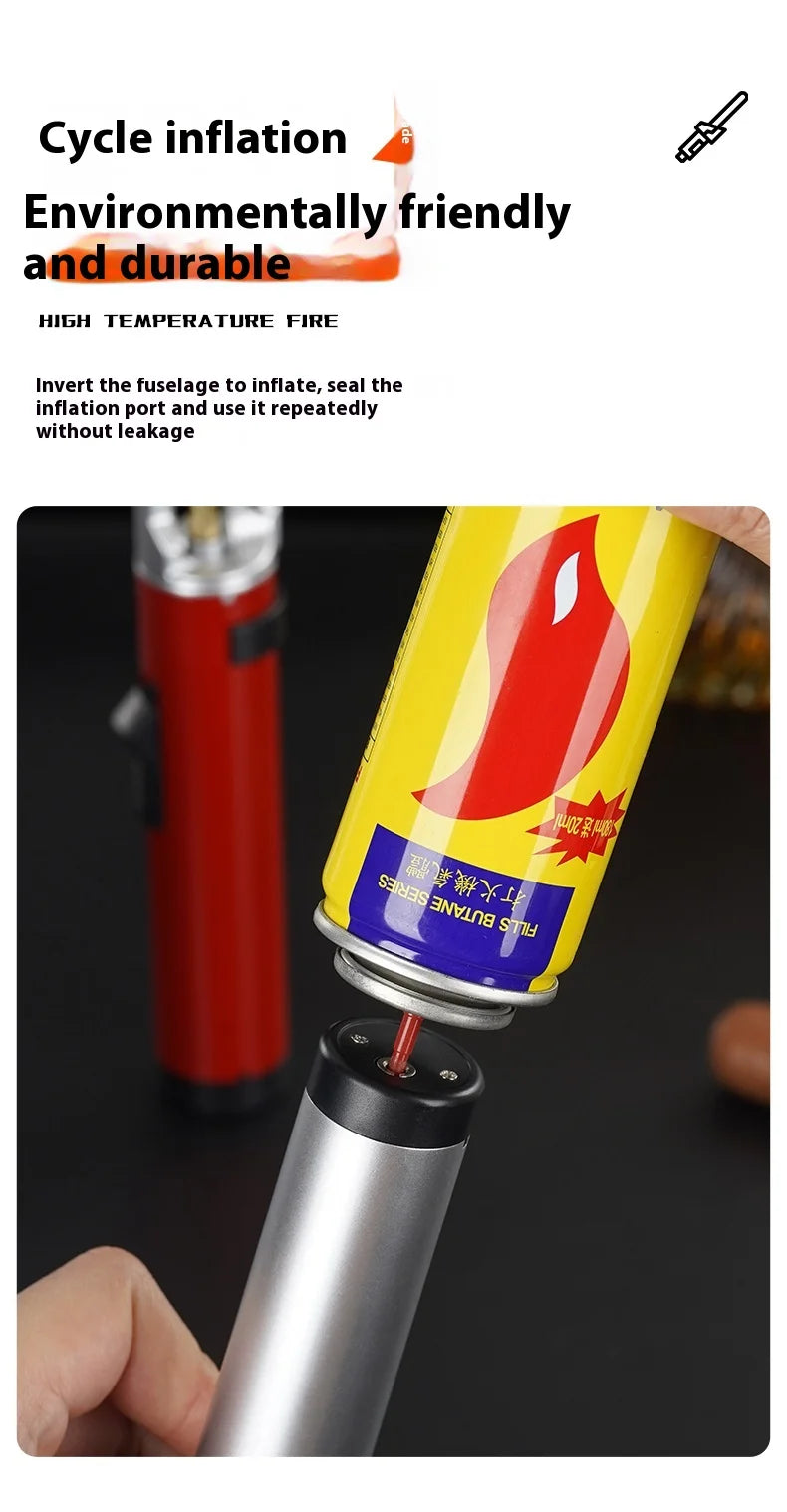 Powerful Metal Gas Lighter - Windproof Torch for Kitchen, BBQ & Cigars