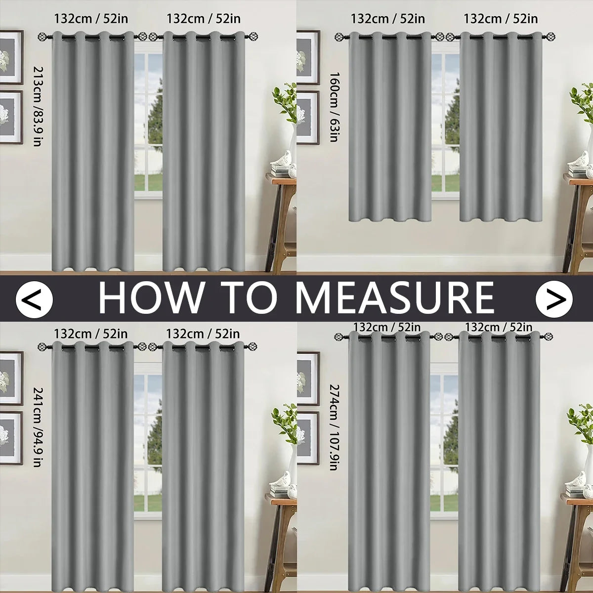 Modern 100% Blackout Curtains - 2 Pcs Set for Bedroom, Living Room & Kitchen