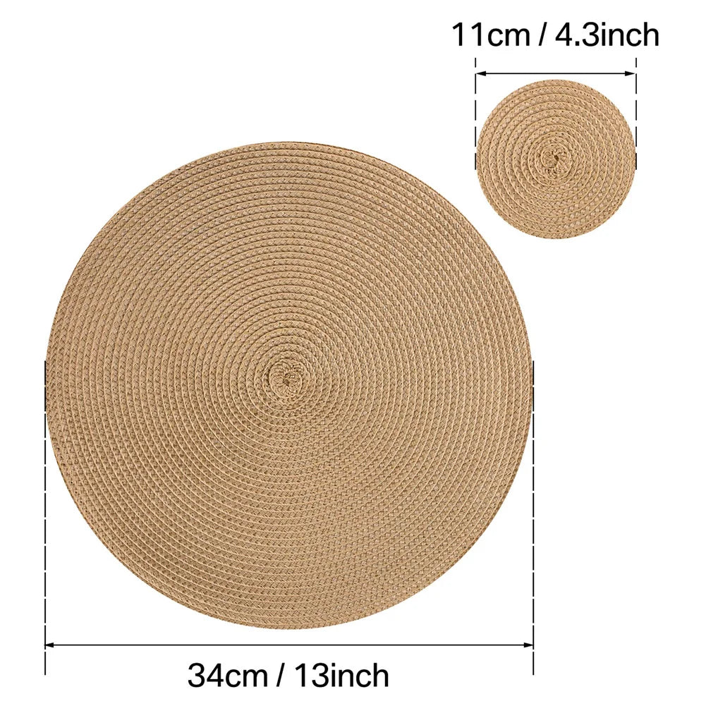 Elegant Braided Placemats & Coasters Set - 12-Piece Dining Table Protection