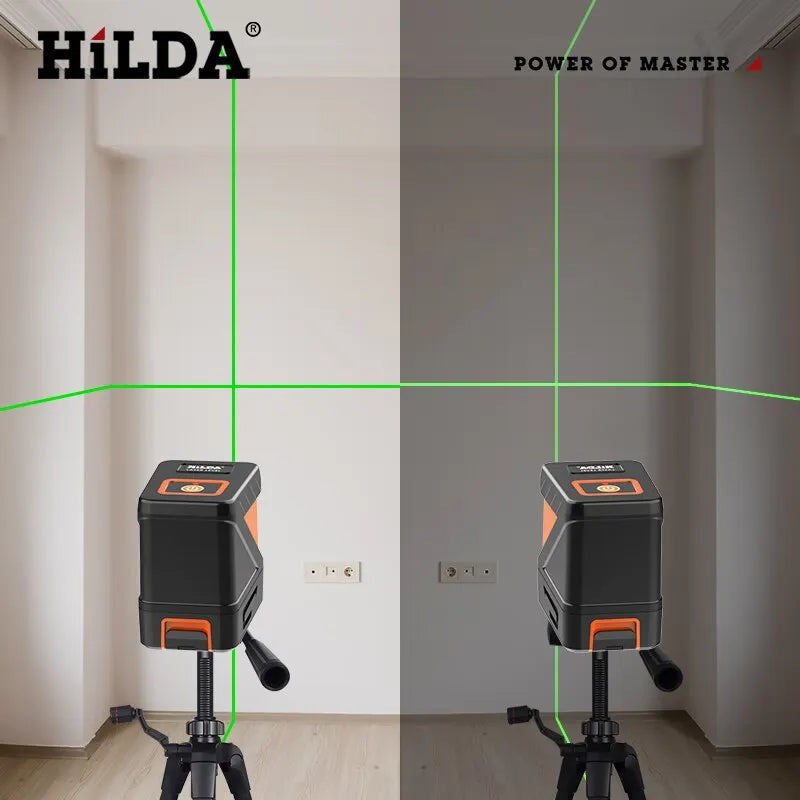 HILDA 2 Lines Green Laser Level - Self-Levelling Cross Line Mini Tool