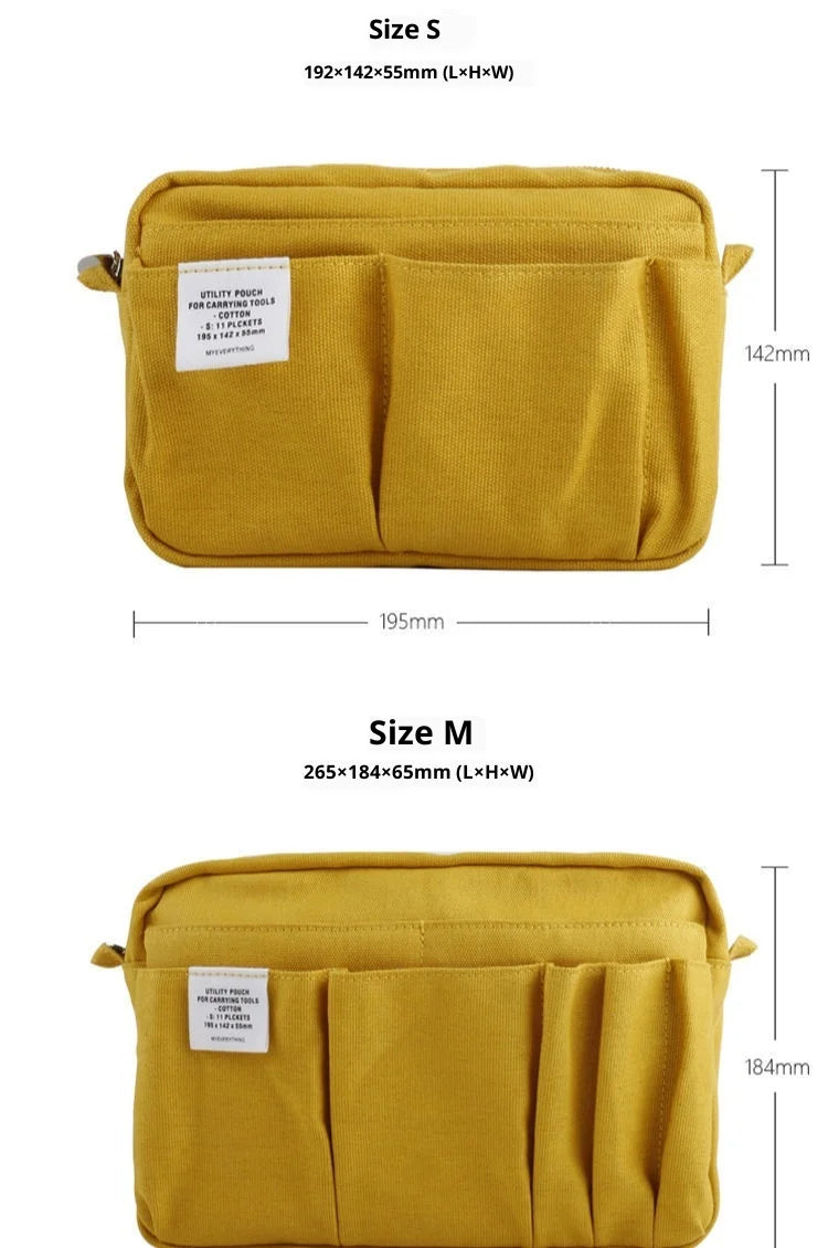 Large Capacity Canvas Pencil Case - Multi-Layer Storage for High School Students