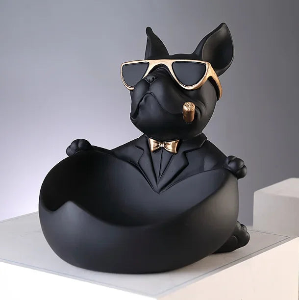 Cool Dog Figurine Storage Box - Resin Art Home Decor Gift