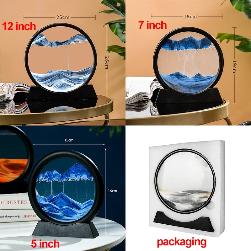 3D Moving Sand Art Deep Sea Sandscape | Round Glass Desk Decor & Gift