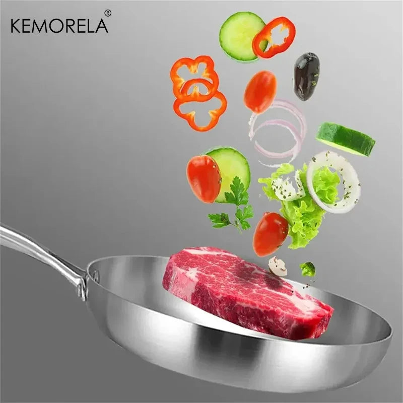 Vabena 5-Ply Stainless Steel Frying Pan - 22-28CM Non-Stick Wok