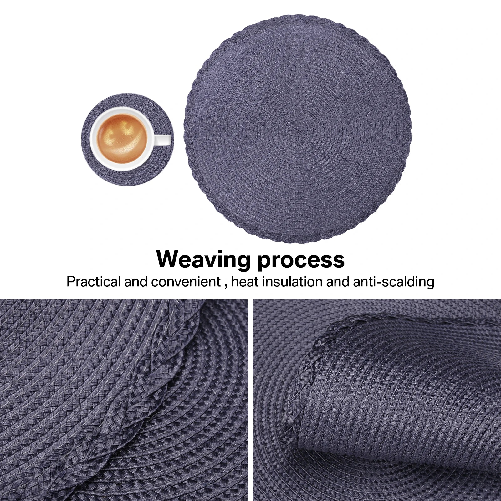Premium Round Braided Placemats - Set of 6 | Dining Table Decor