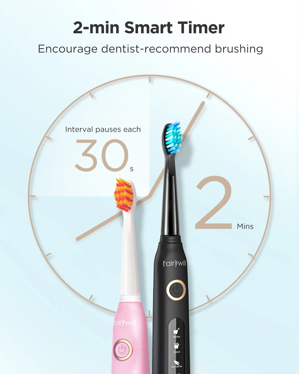 Fairywill FW-507 Sonic Electric Toothbrush - USB Rechargeable