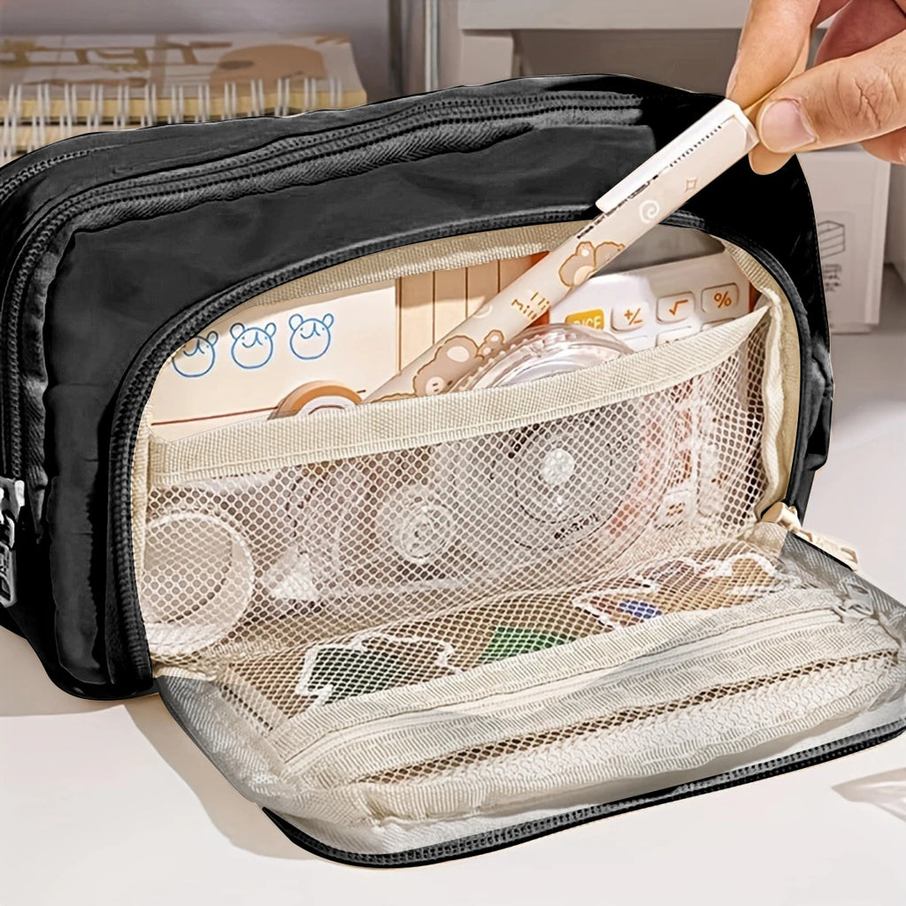 Cute Multi-Layer Pencil Case Pouch - Large Capacity Stationery Bag