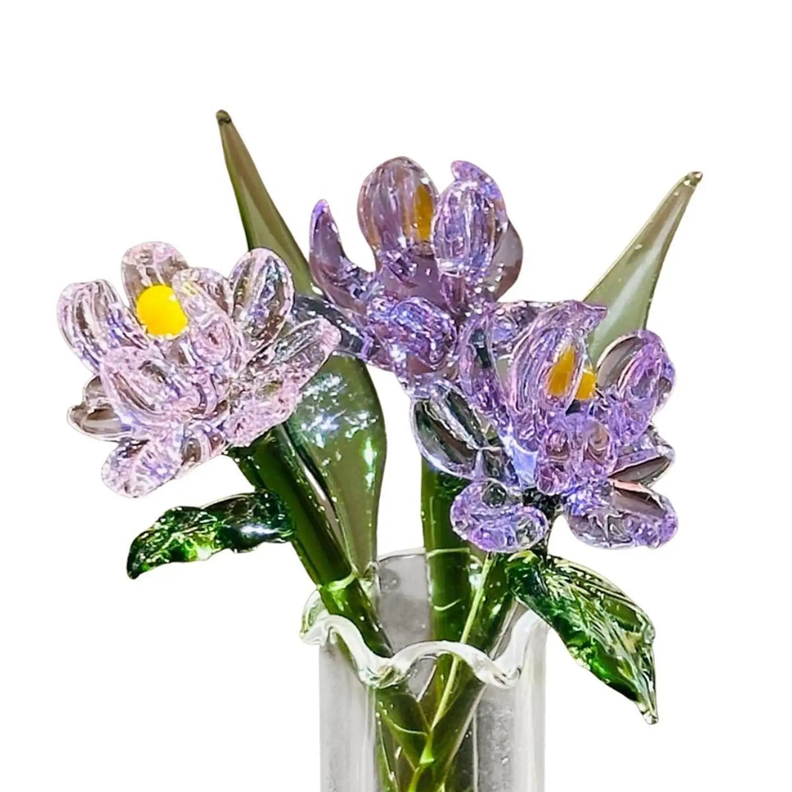 Timeless Glass Flower Bouquet & Vase Figurine | Elegant Home Decor