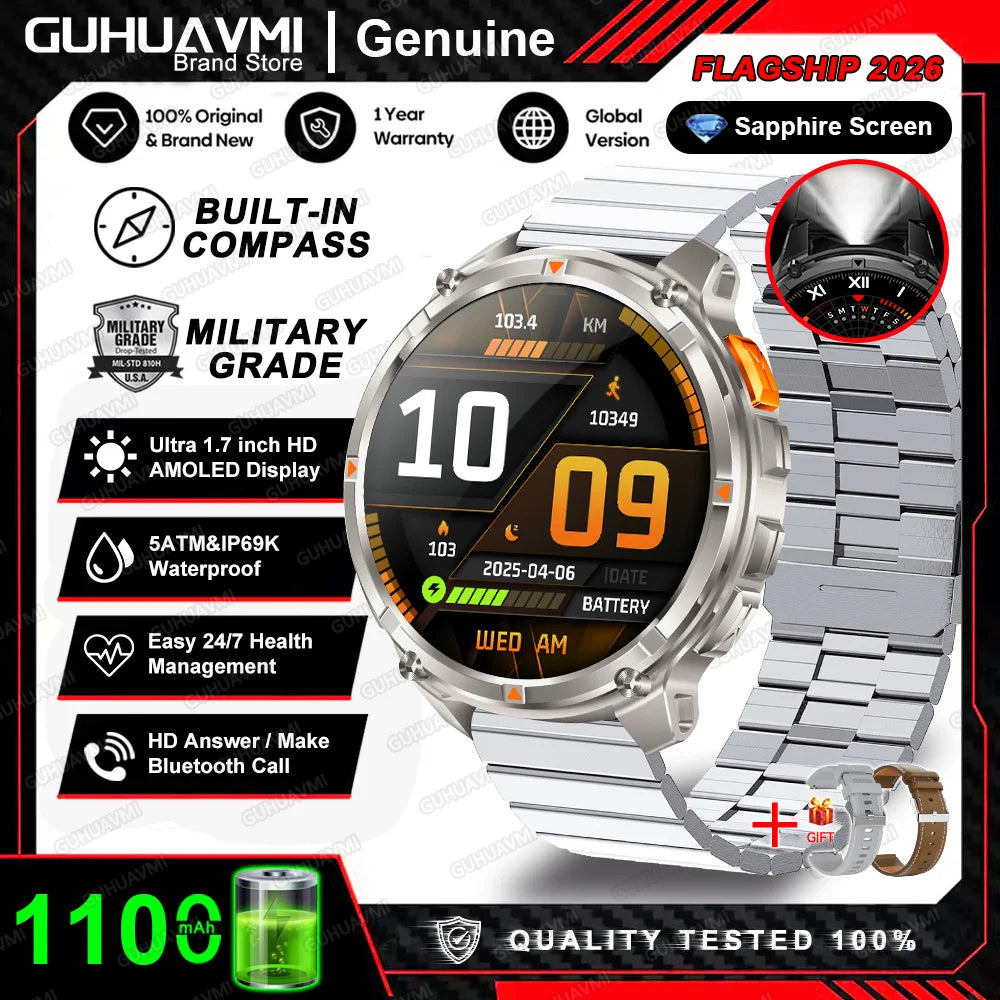 T-Rex3 Pro Smartwatch: GPS, 5ATM Waterproof, Military-Grade Sports & Outdoor Tracker