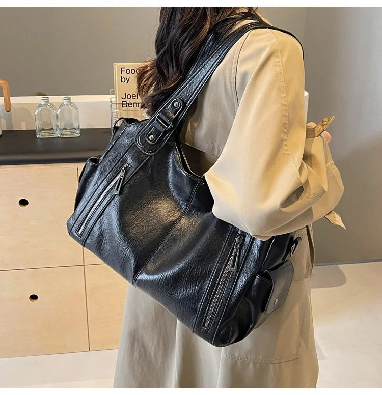 Vabena 2026 Soft Interior Shoulder Bags - High Quality Contrasting PU Handbags
