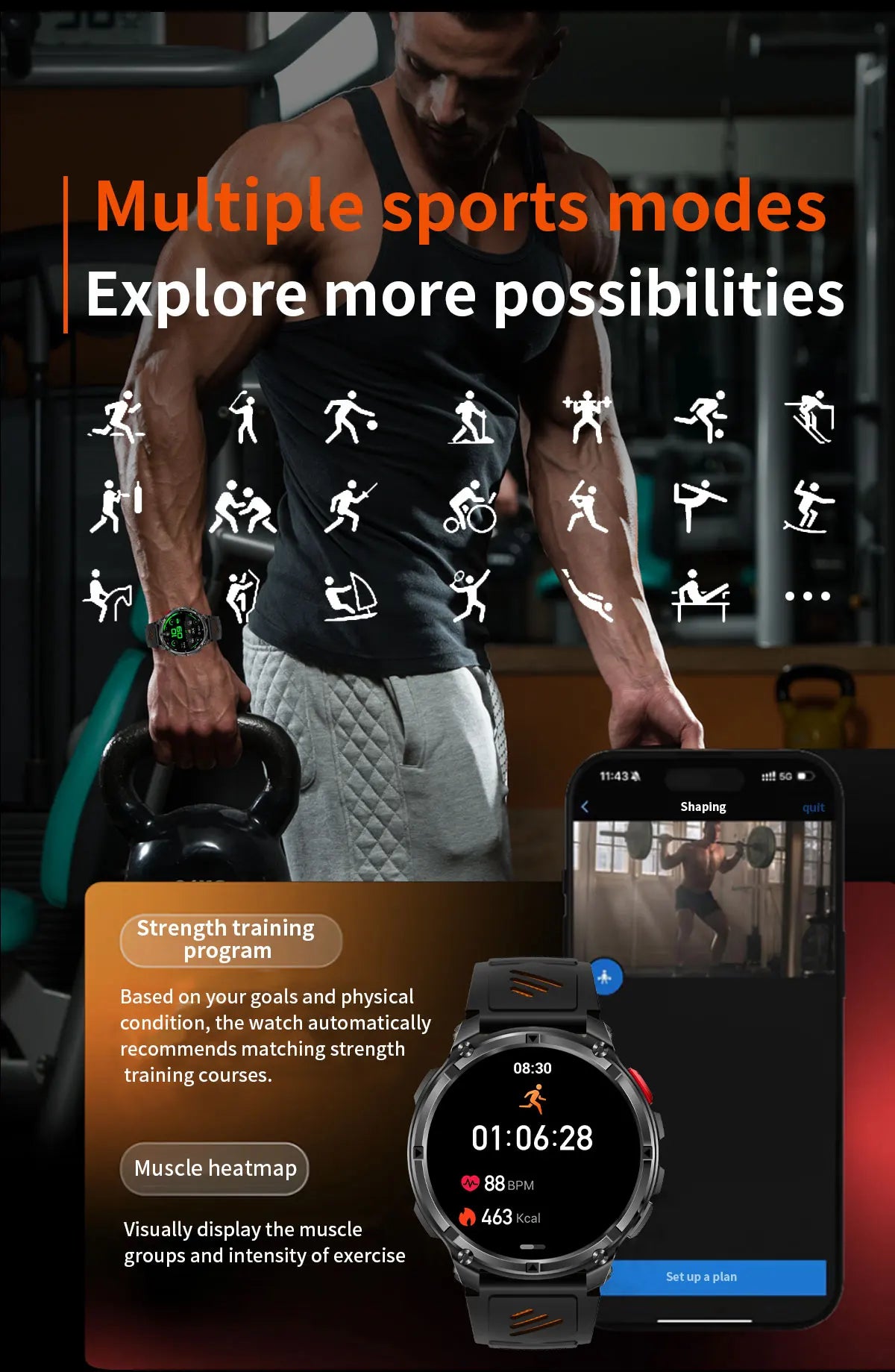 T-Rex3 Pro Smartwatch: GPS, 5ATM Waterproof, Military-Grade Sports & Outdoor Tracker