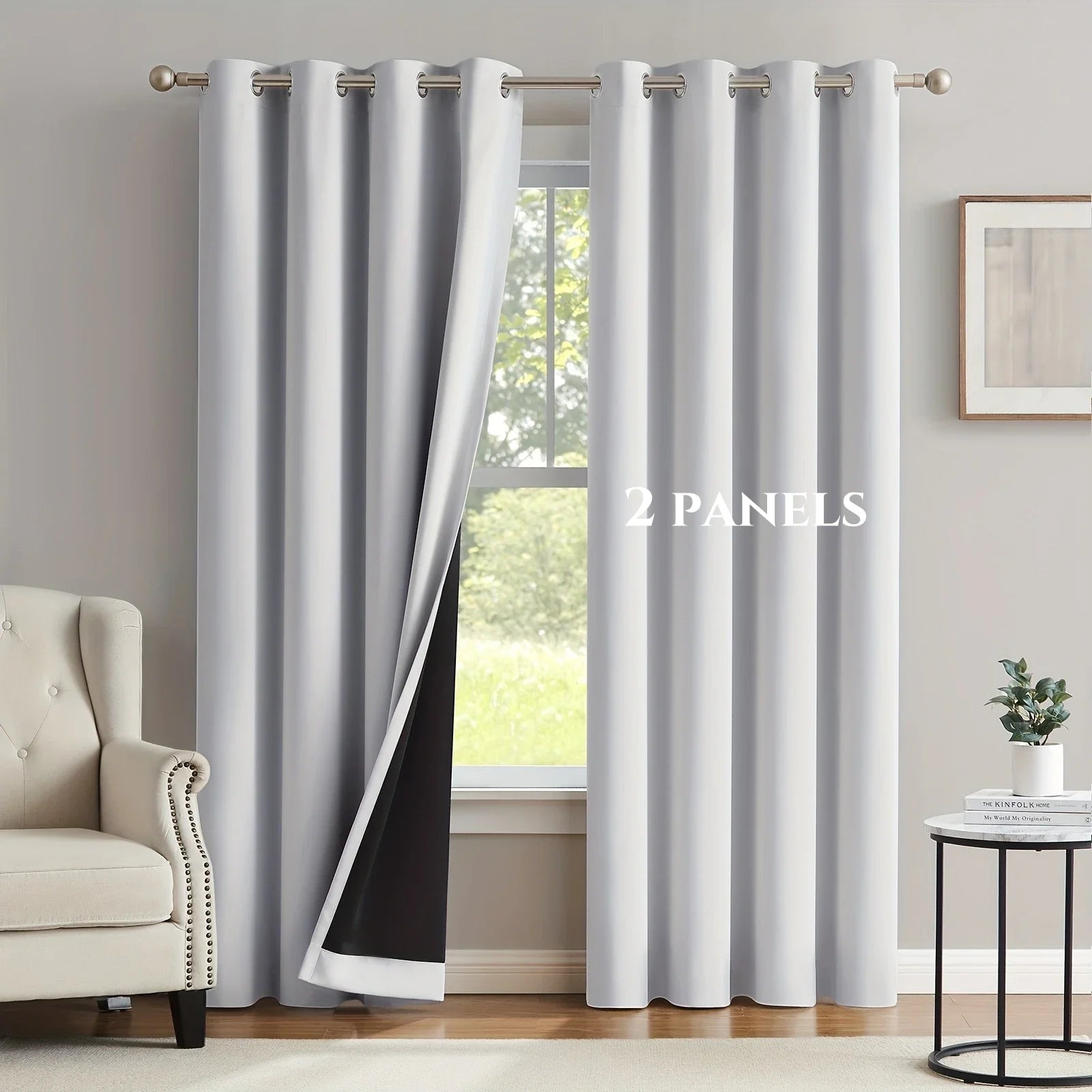 Modern 100% Blackout Curtains - 2 Pcs Set for Bedroom, Living Room & Kitchen