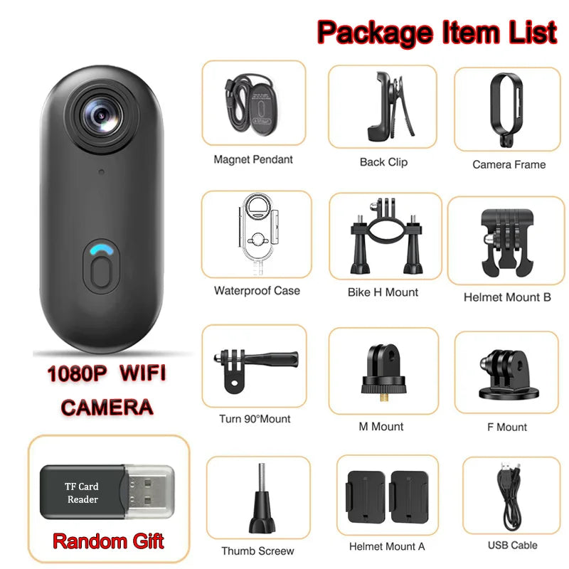 4K Mini WiFi Magnetic POV Action Camera - Waterproof Sport Vlogging Recorder