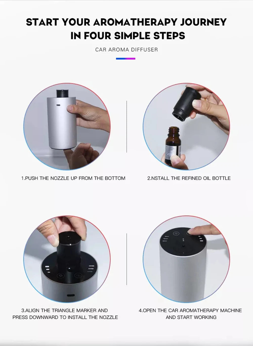 Portable Car & Home Aroma Diffuser - Rechargeable Essential Oil Machine