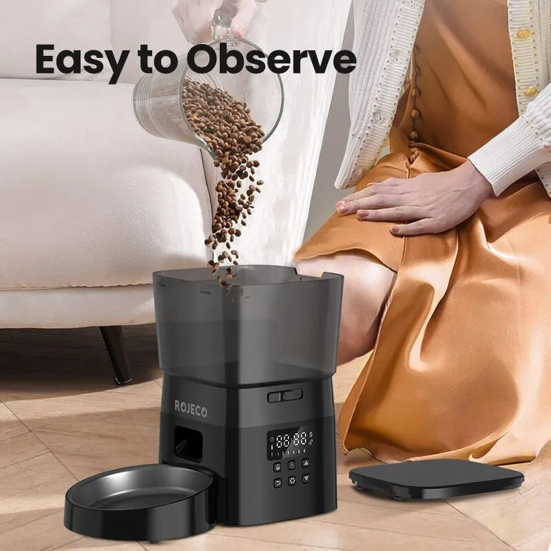 ROJECO Automatic Pet Feeder - Button Version Auto Cat & Dog Food Dispenser