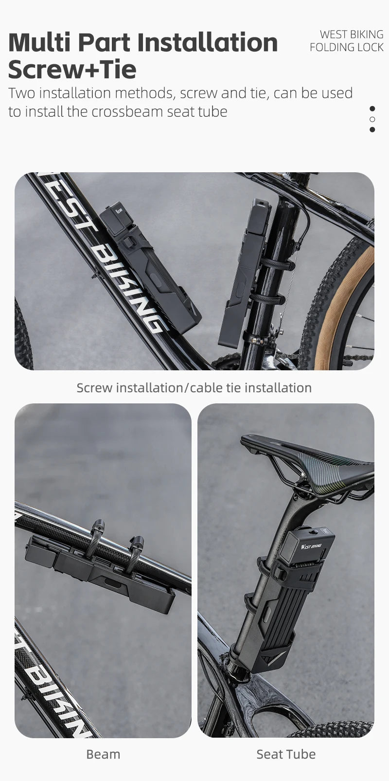 WEST BIKING Foldable Bike & Motorcycle Lock - Key & Password Security