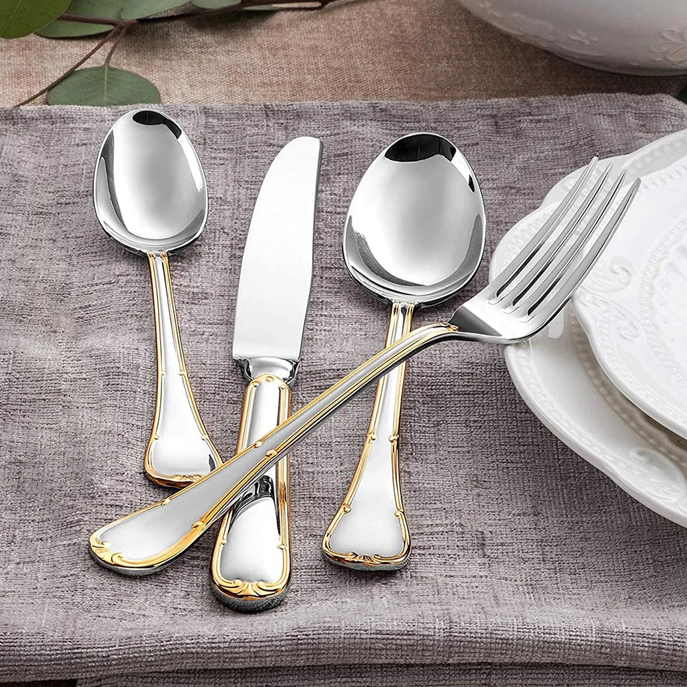 Vabena 24-Pc 18/10 Stainless Steel Mirror Polished Flatware Set for 6