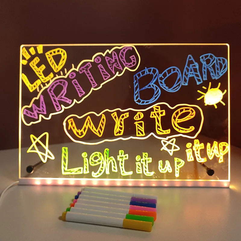 LED Note Board & Night Light | RGB Erasable Drawing Board for Kids