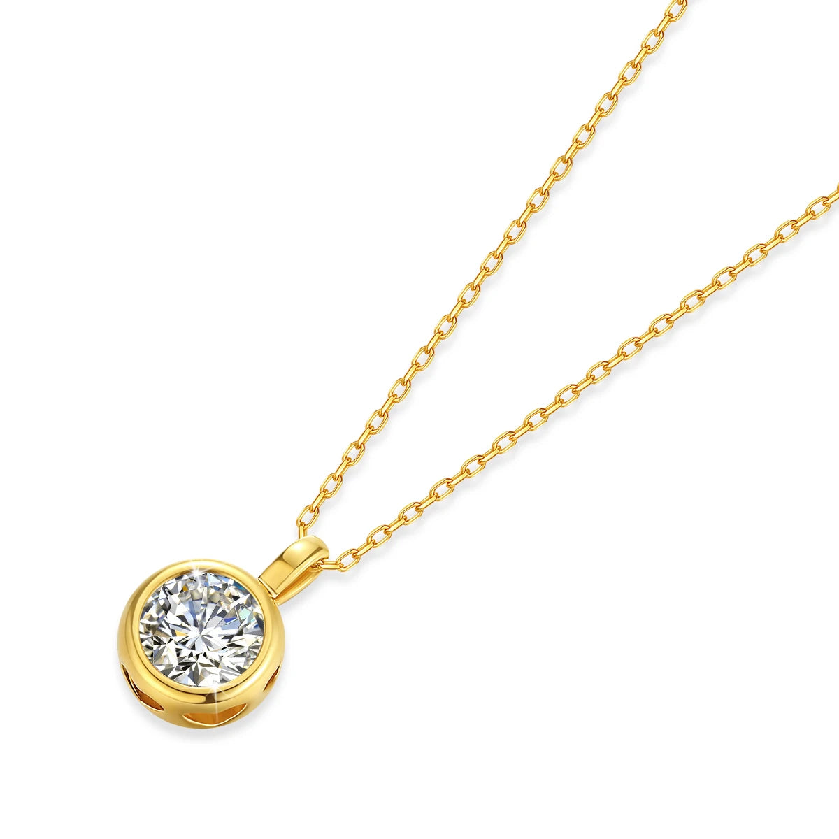 18K Gold Moissanite Necklace for Women - 1CT AU750